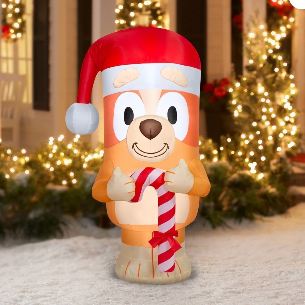 Gemmy 5 ft Bingo with Candy Cane from Bluey Christmas Airblown Yard Inflatable